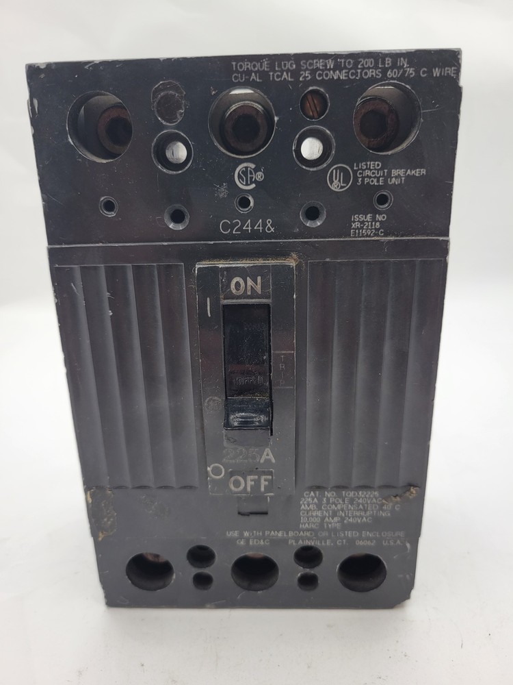 General Electric TQD32225 Bolt-On Circuit Breaker 225A 3P 240V 10KA TQD