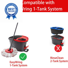2 Pack Mop Heads Replacements – 40% More Cleaning 2pcs 1-Tank Red, Red