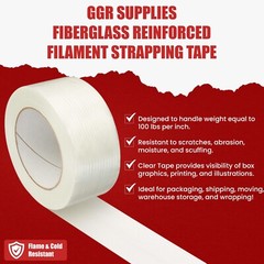 Filament Reinforced Strapping Fiberglass Tape 3.9 mil – 3/4 in. x 60 yds. 10Pack