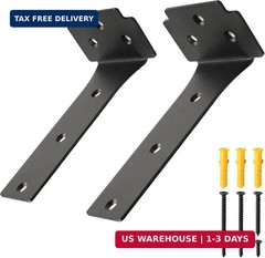 Floating Shelf Brackets,2 Pack Heavy Duty L Brackets for Shelves, 6 Inch Black S