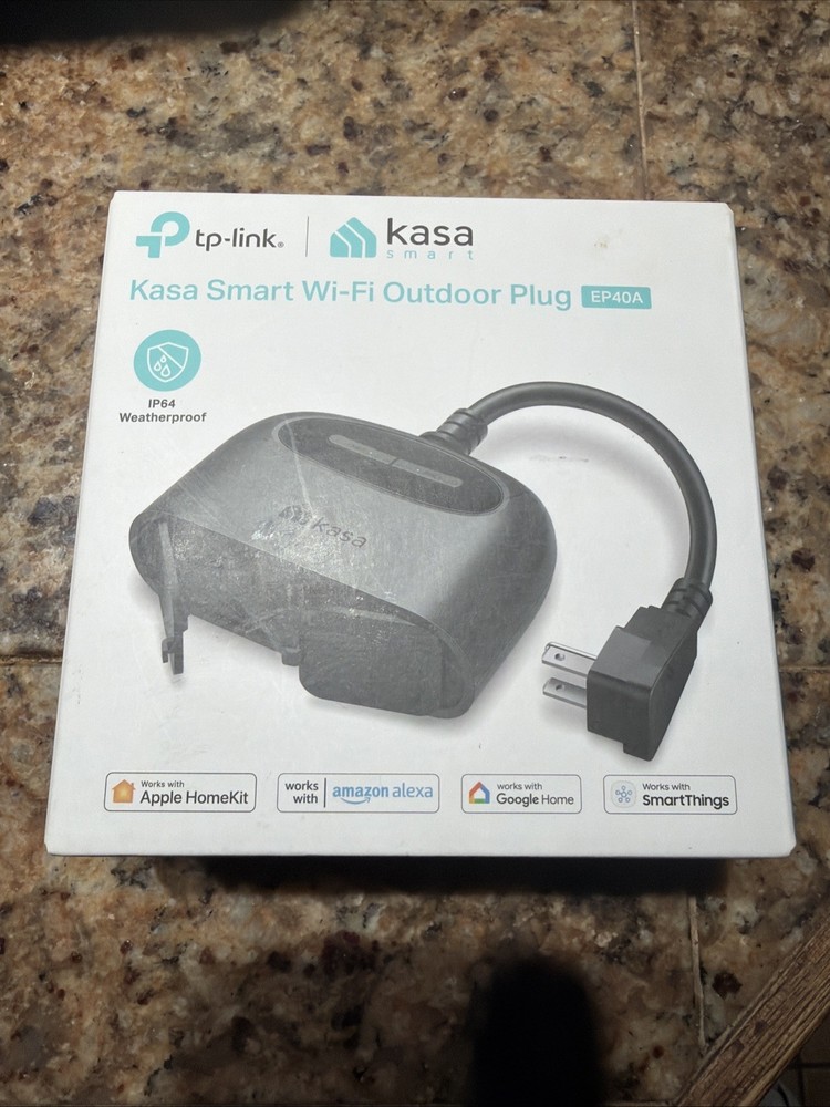 Kasa Apple HomeKit Outdoor Smart Plug, 2 Sockets, IP64 Weather Black