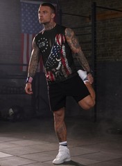 Mainfini Mens Fourth Of July Black 1776 American Flag Full Coverage Sleeveless