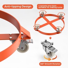 2PCS 55 Gallon Drum Dolly 1250lbs 360° Swivel Casters Heavy Duty Steel Frame USA