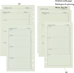 90+54+14 A5 Refill Paper with Undated Monthly Weekly Calendar Planner Inserts