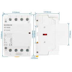 110V AC 4-Pole Modular Contactor, 50A 4NO Normally Open, DIN Rail Mount for H…