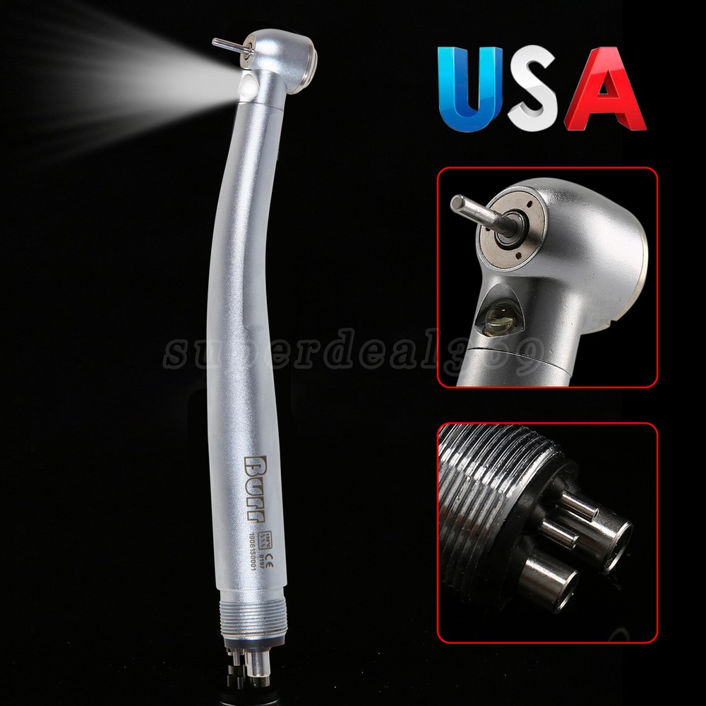 Dental LED E-generator Fiber Optic Handpiece Triple Spray Turbine 4-Hole UDM