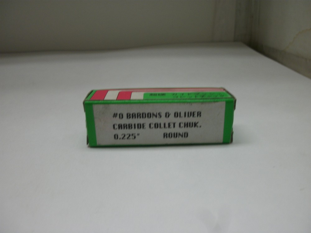 BARDONS & OLIVER # 0 SIZE 0.225″ CARBIDE COLLECT CHUK. ROUND NEW IN BOX