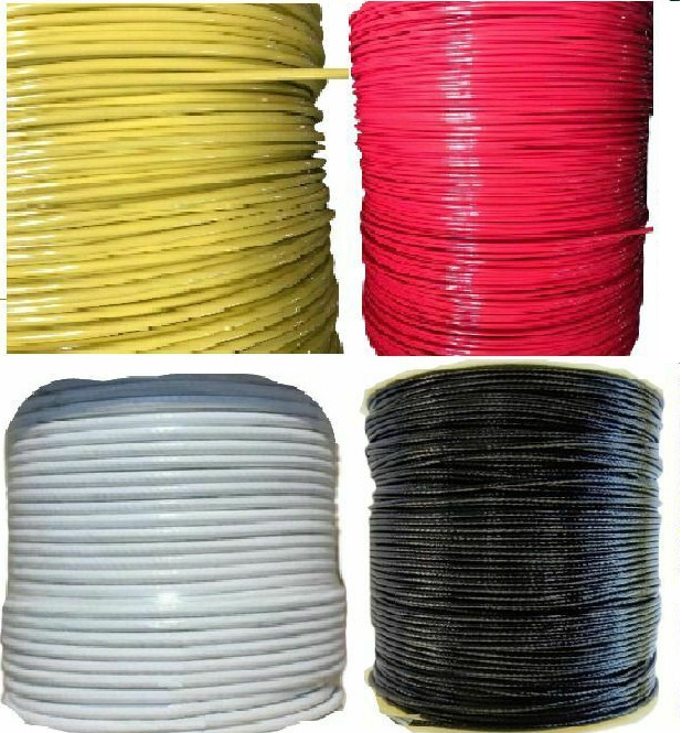 White, Black, Yellow, Red Vinyl Coated Wire Rope Cable 3/16″ – 1/4″ 7×19 Cable