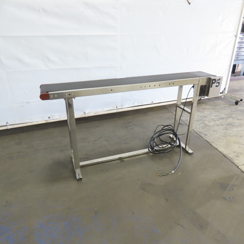 7-1/2″ Wide x 58″ Stainless Steel Variable Speed Slide Belt Conveyor 220V 1Ph