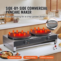 Uimoso 16-Inch Electric Crepe Maker, Commercial Machine, 3400W, AC120V 60Hz