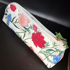 Kate Spade Pencil Pouch Cosmetic Case Travel Bag Faux Leather w Accessories