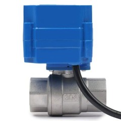 U. S. Solid Motorized Ball Valve w/ US Plug 3/4in SS AC 110V NC Blue Casing
