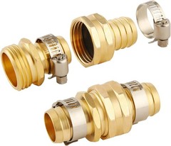3 Set Brass Garden Hose Repair Connector Kit with Fit for 3/4" hose