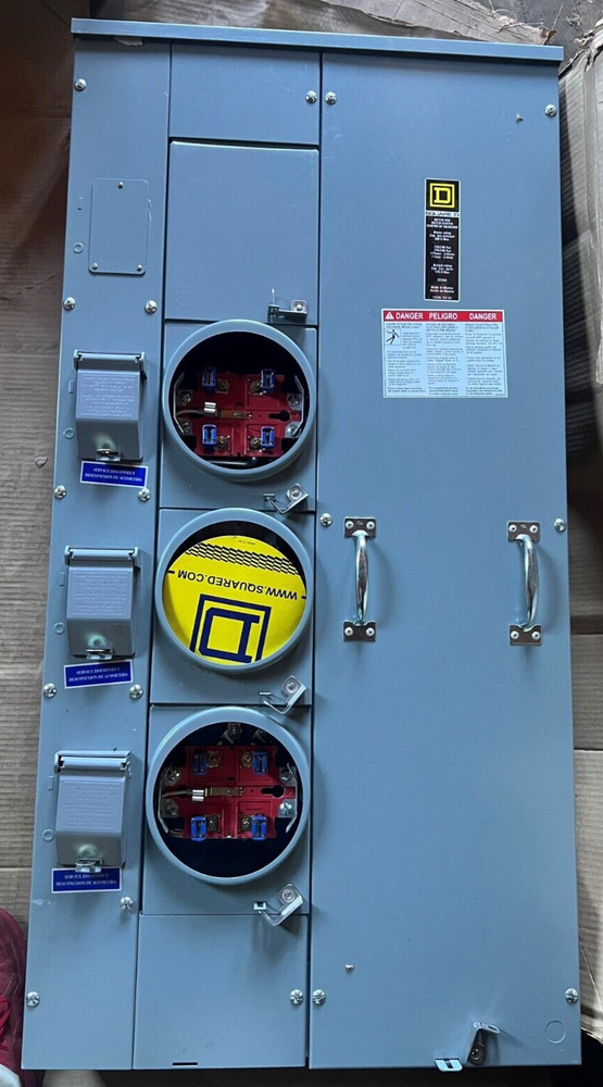 SQ D 3 Gang Meter Pak 300A 120/240V 1-Phase Ringless No Bypass