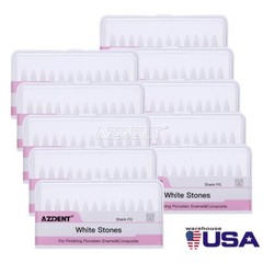 10X AZDENT Dental White Stone Polishing Flame FG Burs Abrasion Aluminum Oxide US
