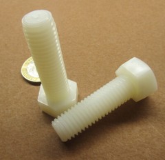 Tap Bolt, FT, Nylon, Metric, Natural M12x 1.75 x 40 mm Length, 10 pc