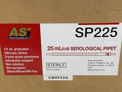 (200/Cs) ALKALI SCIENTIFIC 25mL in 1/5 PS Graduated Serological Pipettes SP225