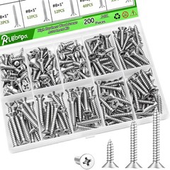 200PCS 304 Stainless Steel High Hardness Wood Screws Assortment Kit, 3 Sizes …
