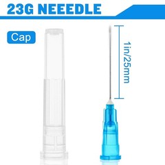 23 Gauge 1 Inch Needle Pack of 100 Disposable Luer Lock Lab Dispensing