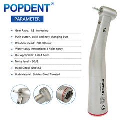 DMXDENT Dental 1:1/ 1:5/ 20:1 LED Fiber Optic Contra Angle Handpiece Fit NSK