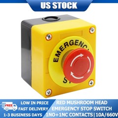 Red Mushroom Emergency Stop Shut Off Push Button Switch NO + NC 22mm CNC Gecko