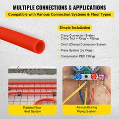 VEVOR 1/2″x300ft Pex Tubing Oxygen Barrier Red Pex-B Pipe Htg/Plbg/Potable Water