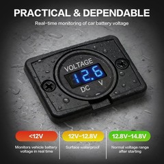 DC 24V 12V Voltage Gauge, Battery Voltage Meter, LED Volt Meter 12 Volt 24 Volt