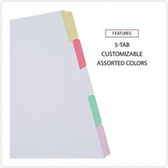 UNIVERSAL Letter Size Side Tab Five 5-Tab Index Dividers MULTICOLOR 20816