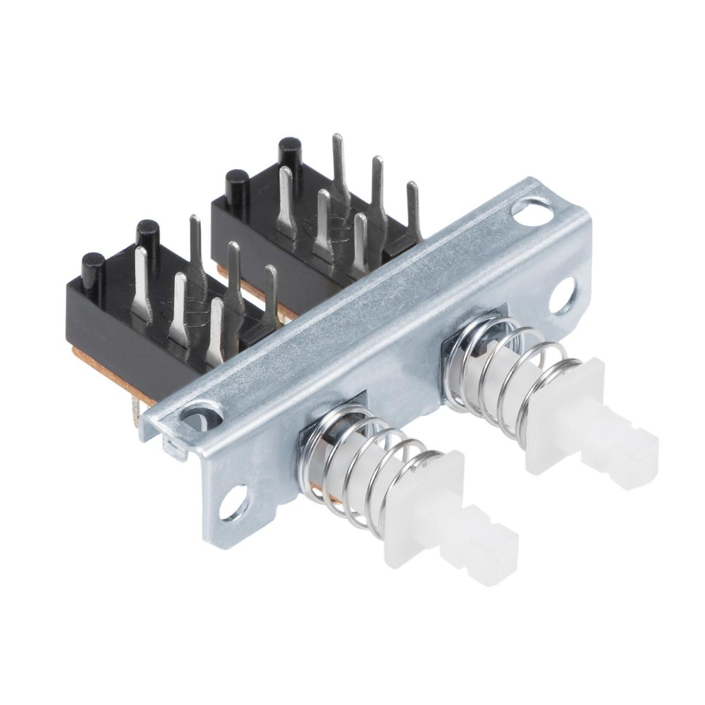 Interlock Push Button Switch Piano Type DPDT 6 Pin 2 Row