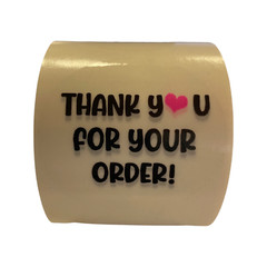 Thank You for your order Stickers | Clear Labels w/ Pink Heart | 500 per roll