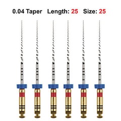 Rotary Files Root Canal File .04 25mm #25 “Red” 6/Pk Nickel Titanium NiTi Tapers