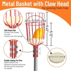 LEADZM 13FT Fruit Picker Tool, Stainless Steel Adjustable Fruit Picker
