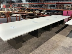 20’ x 5’ Conference Table in White Laminate w/ Gray Bases by Paoli