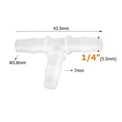 Quickun 1/4″ Hose Barb T Shaped Tee Type 3 Way Equal Barbed Fitting Plastic J…