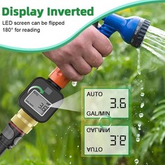 Brass Water Flow Meter with LCD-Accurate Gallon/Liter Measurement,Garden Hose,a