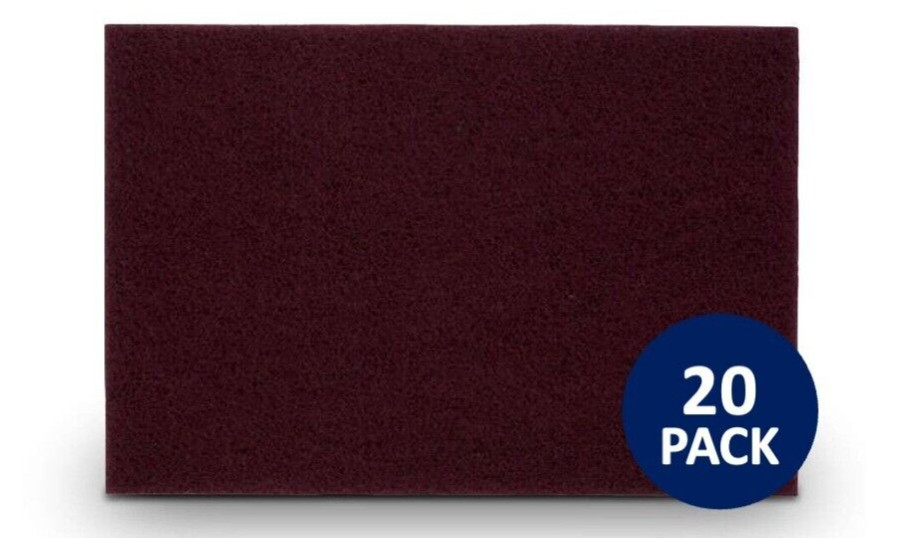Norton Bear-Tex 747 Maroon Hand Pads 6”x9” General Purpose Scuff – 20 Pack