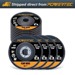 POWERTEC 4-1/2″ Zirconia Flap Discs for Angle Grinder 40/60/80/120 Assorted Grit