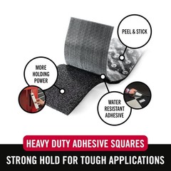 VELCRO Brand Heavy Duty Squares with Adhesive | 4 Sets, Black | 4Pk,