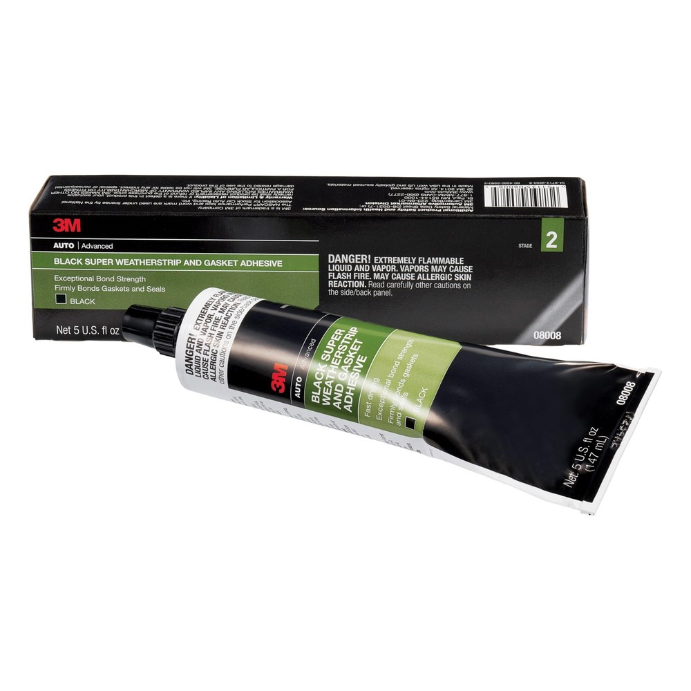 Black Super Weatherstrip Gasket Adhesive 5 oz Flexible Waterproof Bonds Vinyl Me