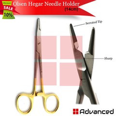 Surgical Suture Forceps Serrated TC Olsen-Hegar Needle Holder Driver 14cm Dental