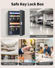 32 Keys Key Lock Box, Wall Mount Key Box, Key Cabinet, Car Key Organizer with Wr