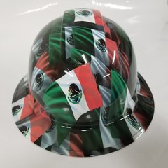 full brim hard hat custom hydro dipped IN MEXICAN FLAG ,AWESOME COLORS POPPIN