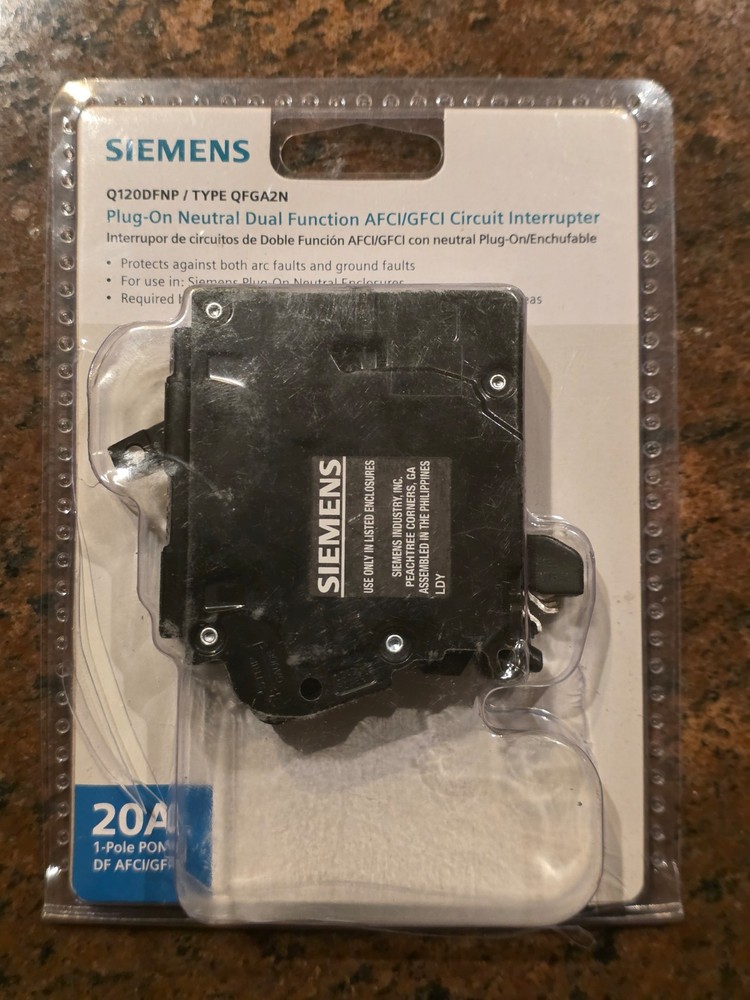 Siemens Q120DFNP Plug On Neutral AFCI/GFCI 20A Dual Function Circuit Breaker
