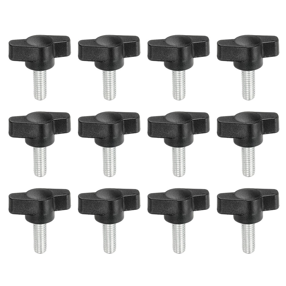 12 Pcs M6 x 16mm Tee Thumb Screws, 27mm Width Carbon Steel Tee Wing Knobs Screws