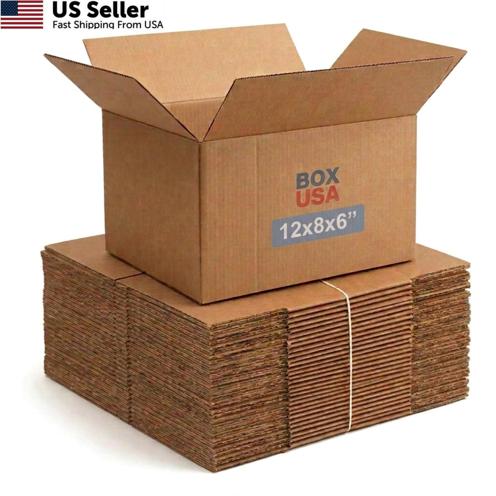 BOX USA Small Shipping Boxes 12″L x 8″W x 6″H 12x8x6″ (25-Pack), Kraft Brown