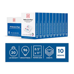 NEW TRU RED™ Multipurpose Paper 8.5×11 20lb 96 Bright 10 Reams Carton