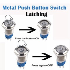 2Pcs 19mm 12V LED ON OFF Push Button Power Switch Latching Switch with Wire