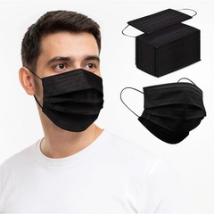 100 PCS Disposable Face Mask Non Medical Surgical 3 Ply Ear loop Black Masks USA