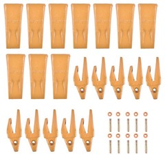 10PK Backhoe Bucket Shanks with Dirt Teeth Pins Sleeved Retainers for 1 Inch Lip