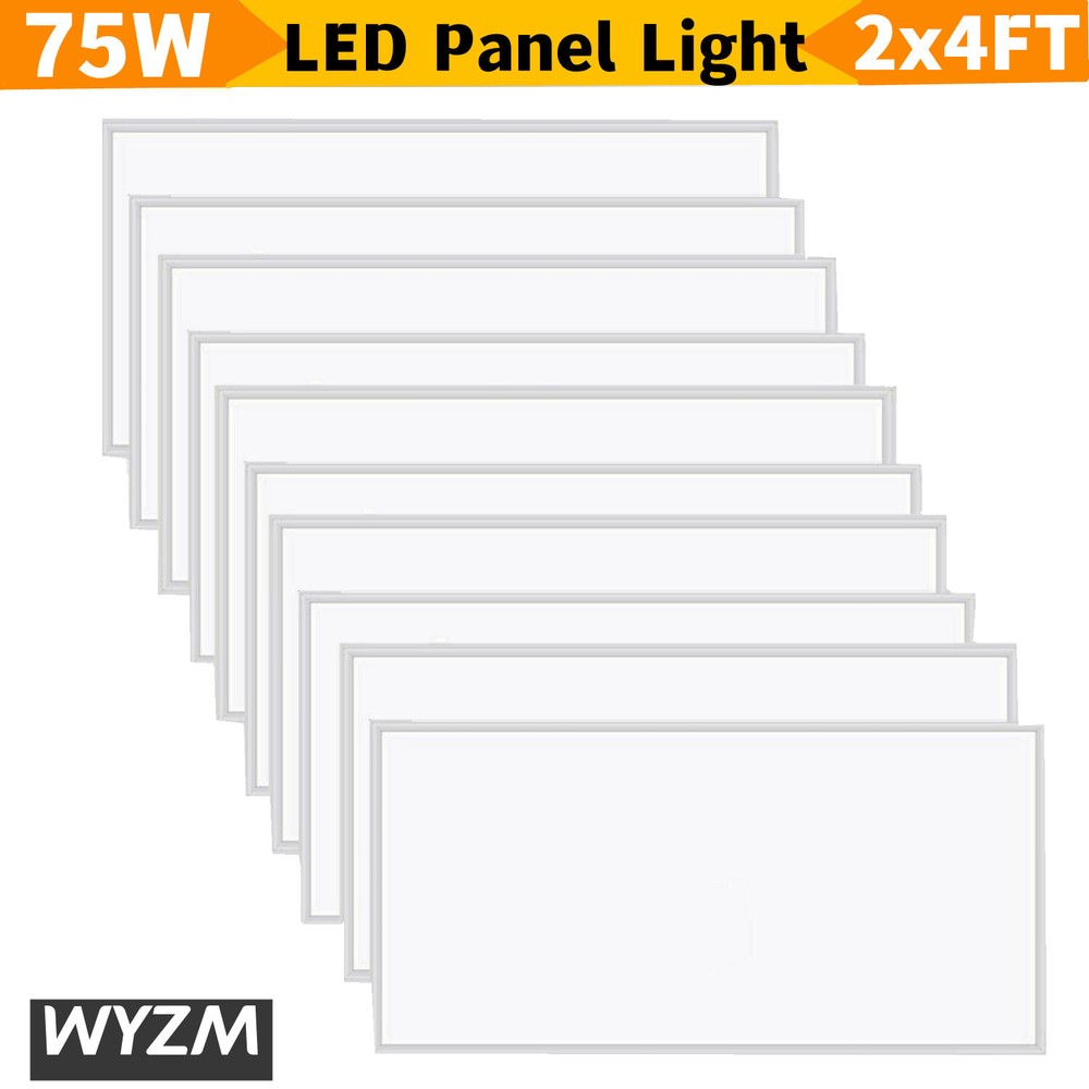 10PC 2×4 LED Flat Panel Light Fixture 5000K Daylight White Color 75W,110-277V AC
